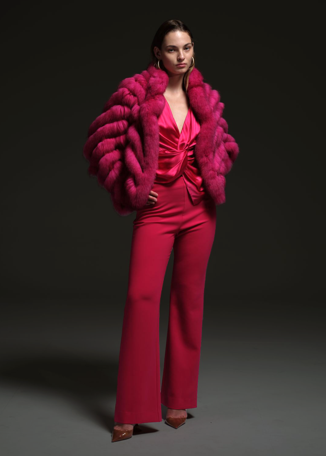 Silk Reversible Double Breasted Bomber In Hot Pink – DIOMI