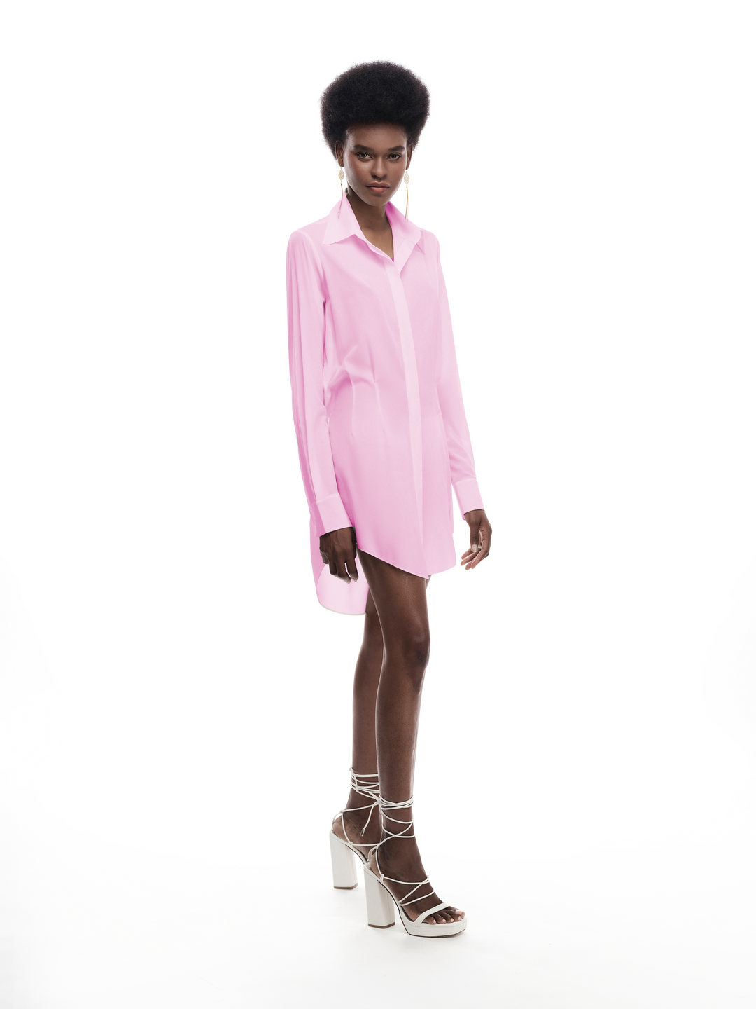 Crepe Button Down Collar Dress in Louvre