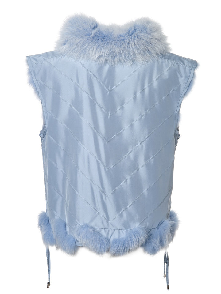 SILK REVERSIBLE SHORT VEST SOFT CHAMBRAY