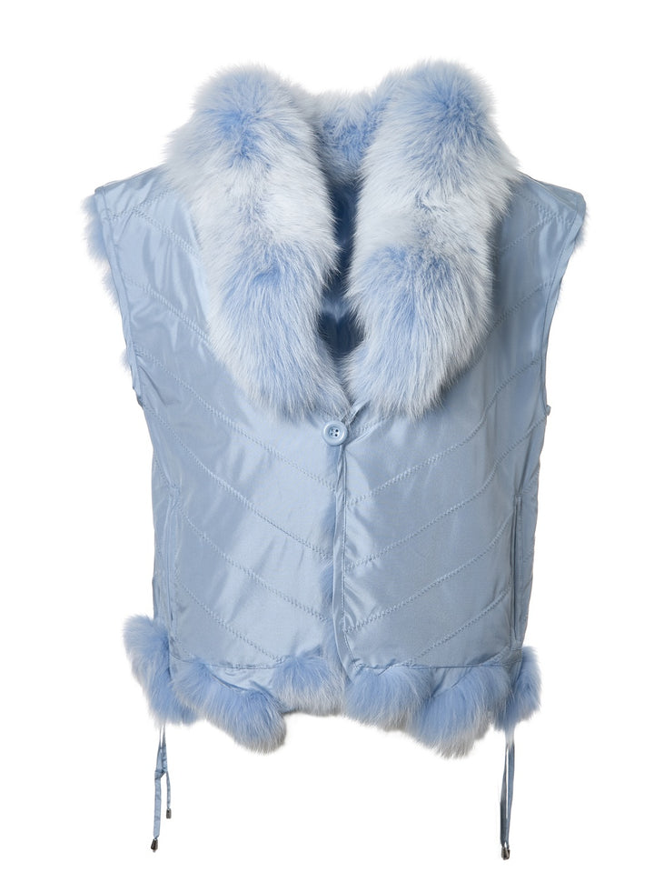 SILK REVERSIBLE SHORT VEST SOFT CHAMBRAY