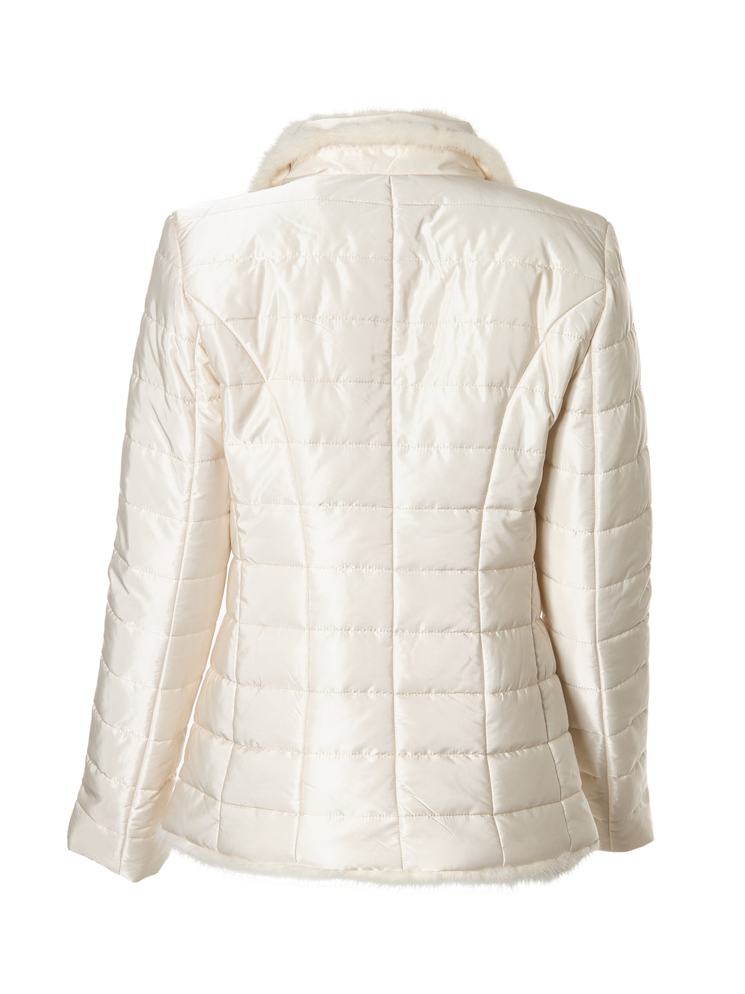 Quilted Nylon Mink Jacket In Off White