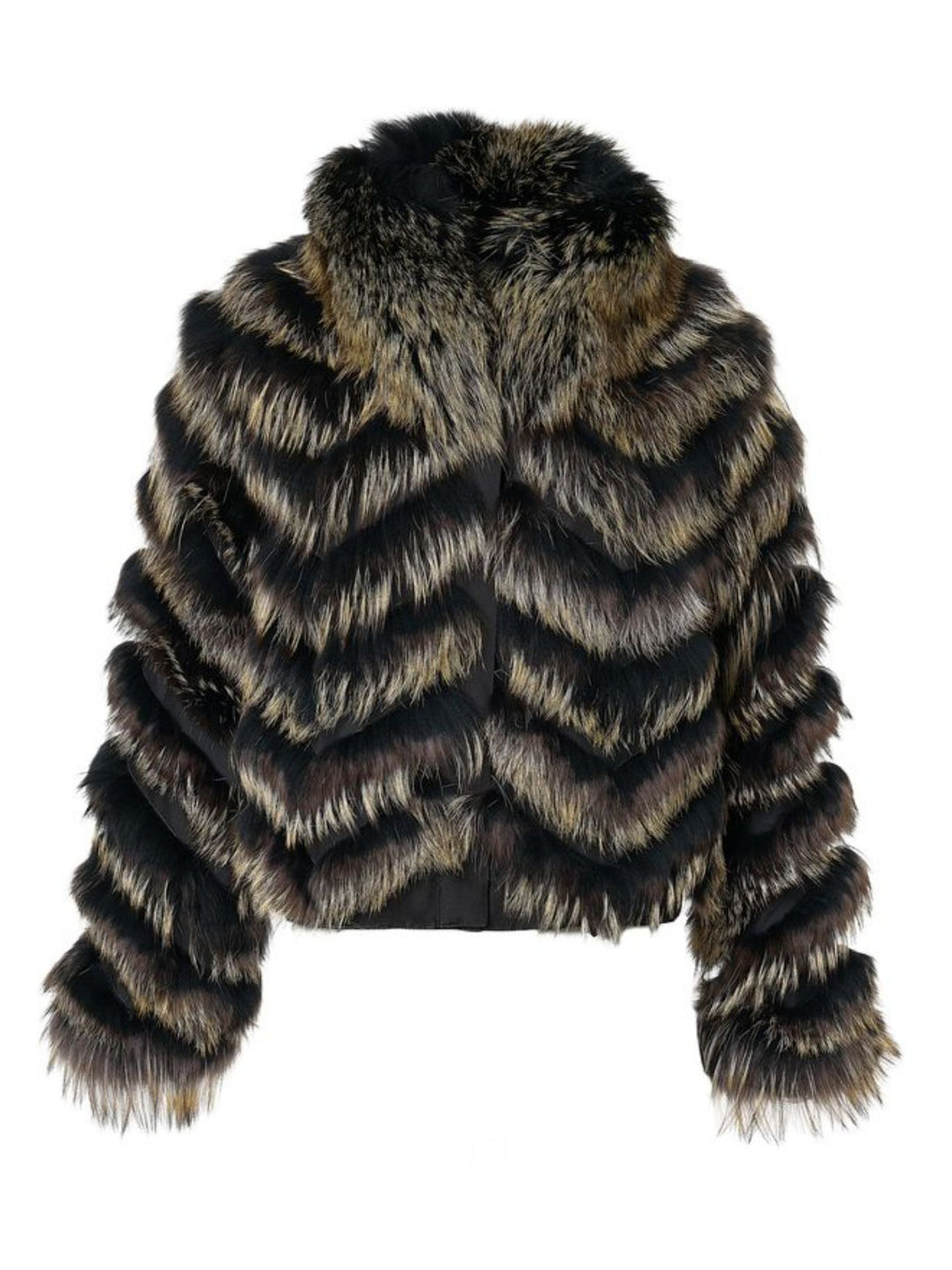 Reversible Silk to Fox Jacket in Black Gold Bleach