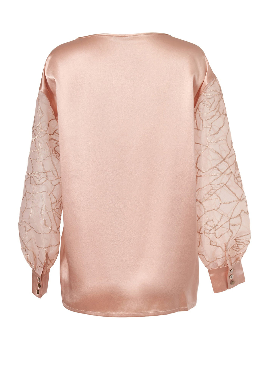 Oversized Silk Organza Embroidered Blouse in Rosy Pink