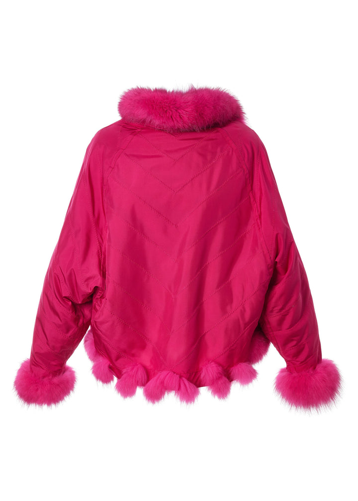 Silk Reversible Double Breasted Bomber In Hot Pink