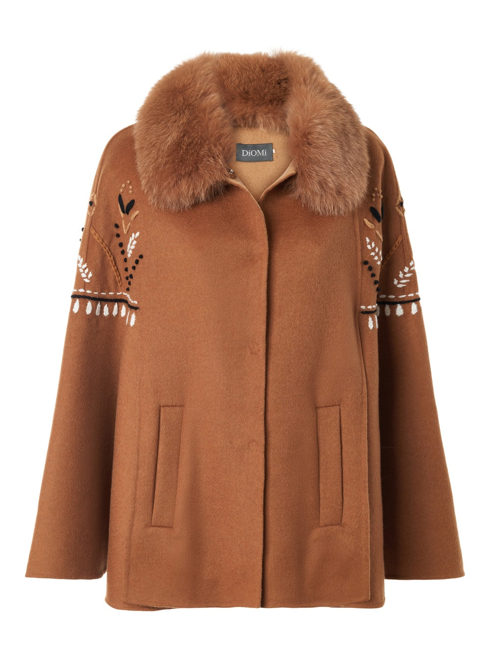 EMBROIDERY CAPE IN CAMEL