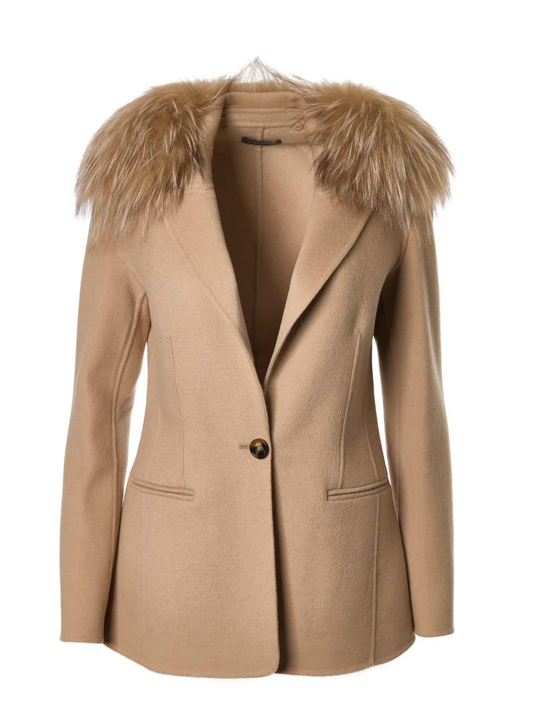 Tailored Blazer With Fox Collar In Irish Cream