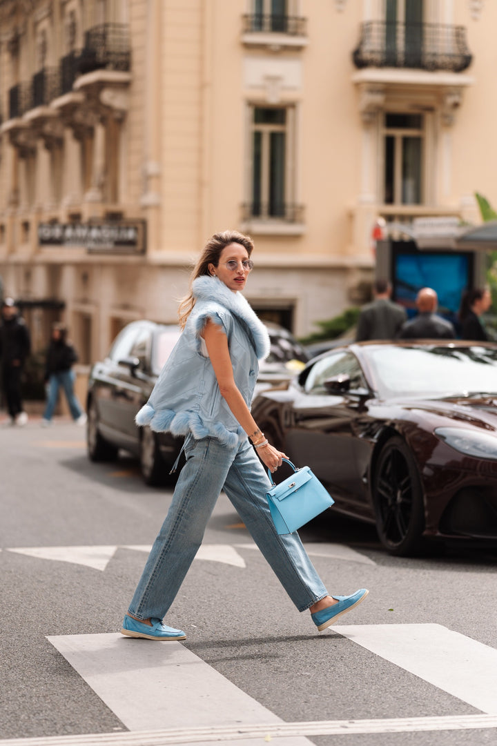 SILK REVERSIBLE SHORT VEST SOFT CHAMBRAY