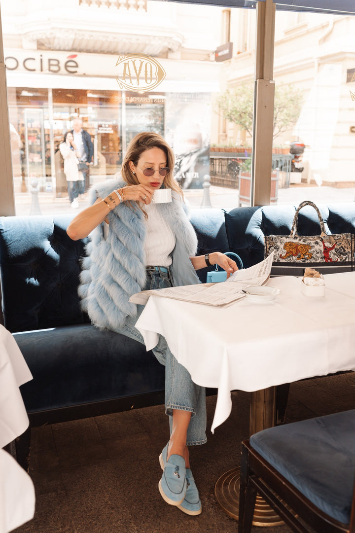 SILK REVERSIBLE SHORT VEST SOFT CHAMBRAY