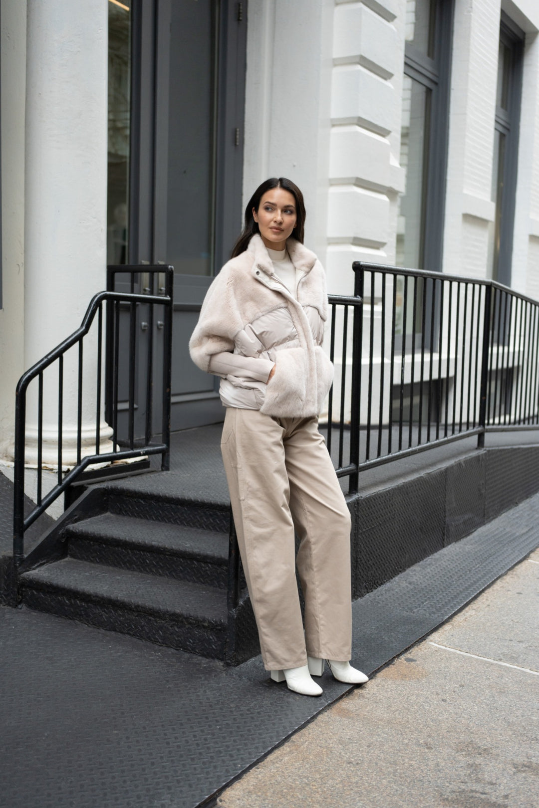 MINK PUFFER JACKET IN CREAM