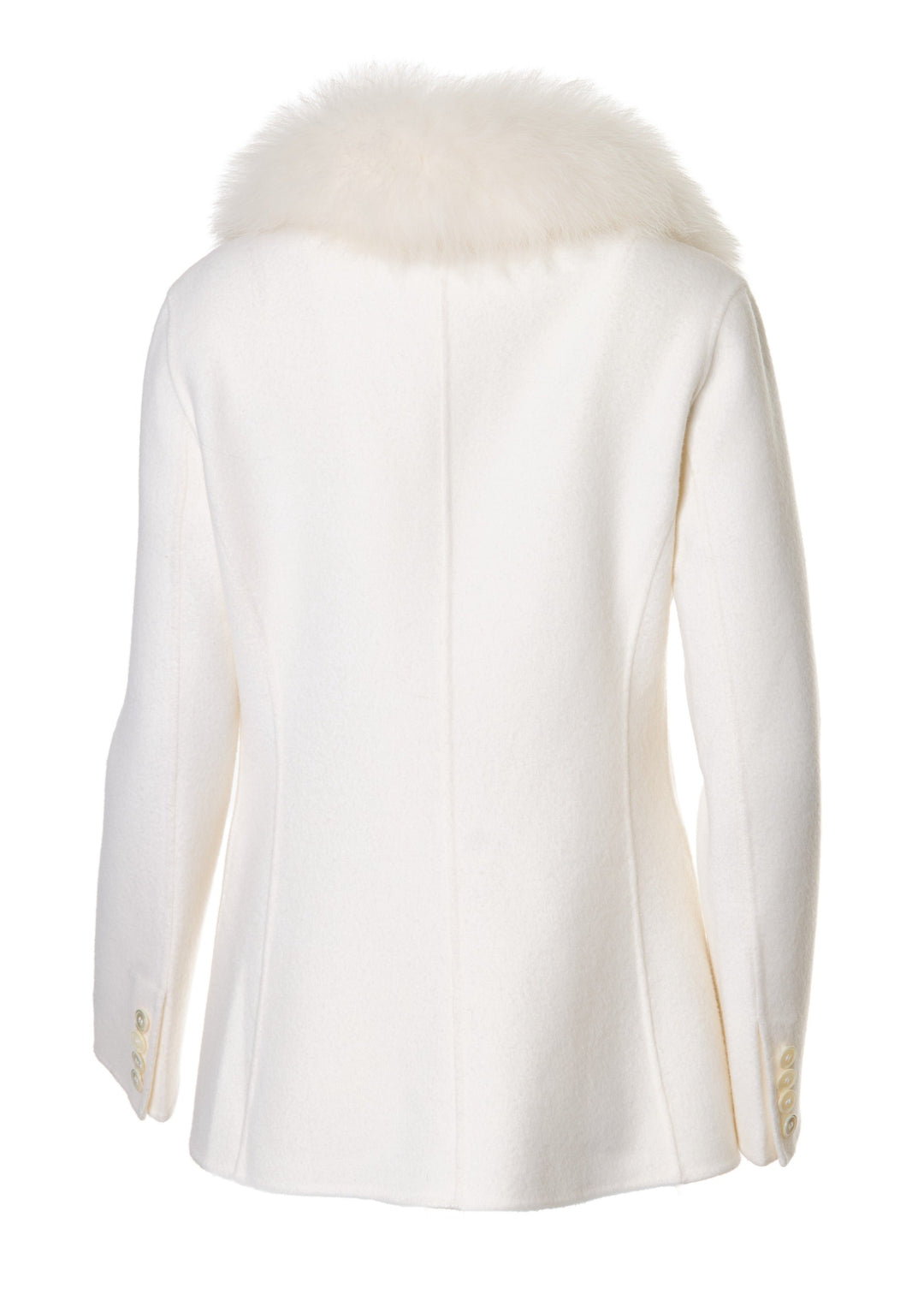 Tailored Blazer With Fox Collar In Ivory