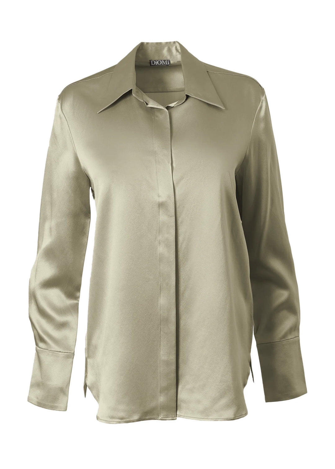 Full Cut Sateen Button Down Blouse In Cream