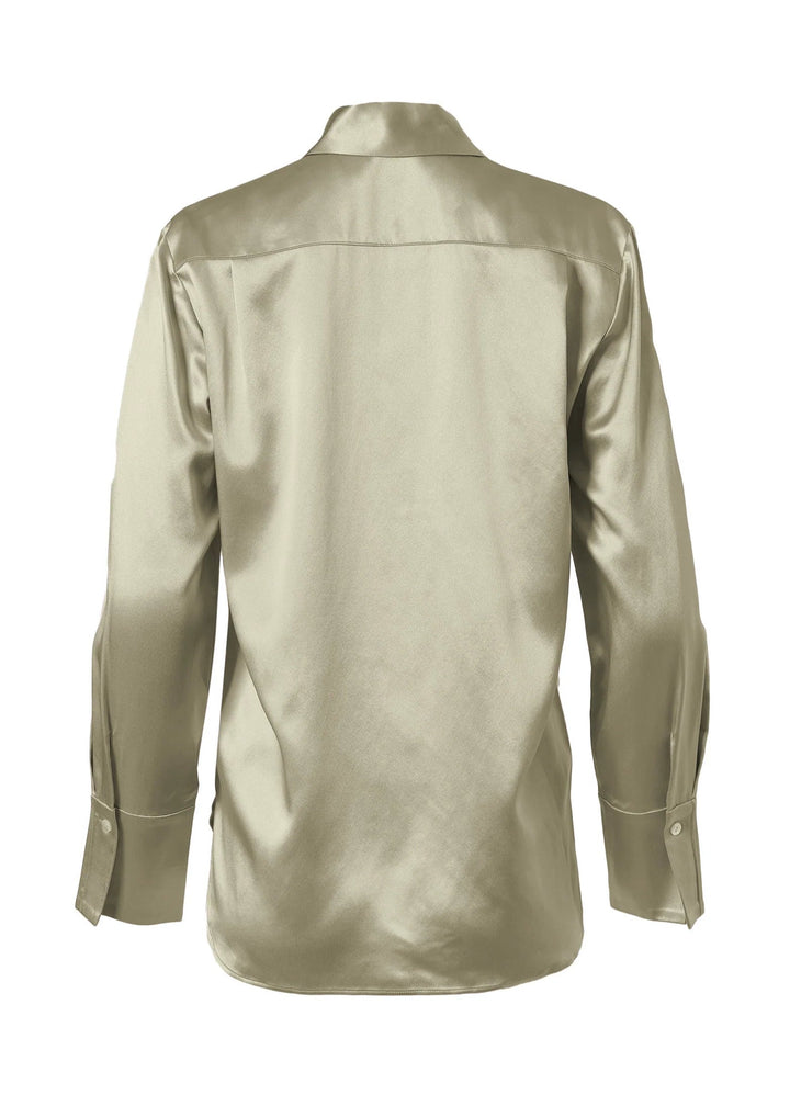 Full Cut Sateen Button Down Blouse In Cream