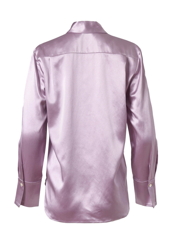 Full Cut Sateen Button Down Blouse In Princess Pink