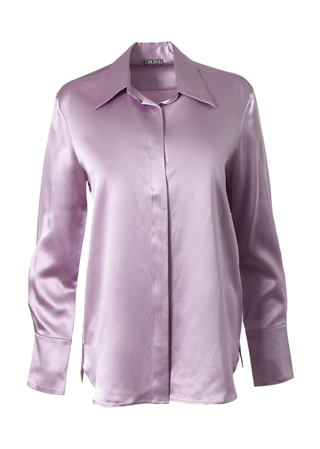 Full Cut Sateen Button Down Blouse In Princess Pink