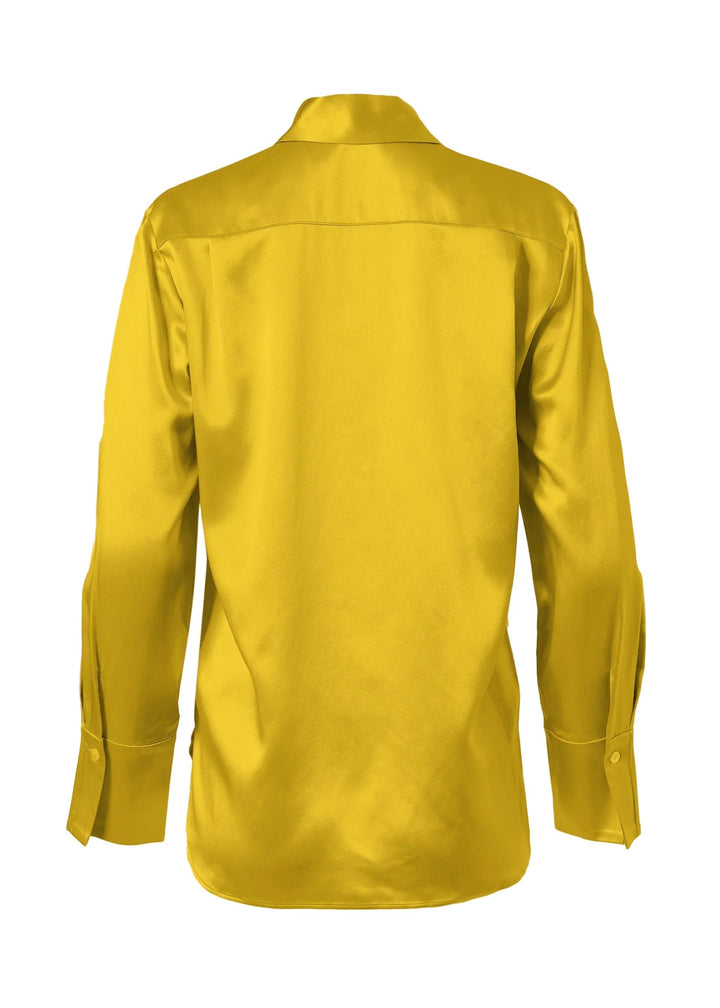 Full Cut Sateen Button Down Blouse In Sunray Yellow 736S