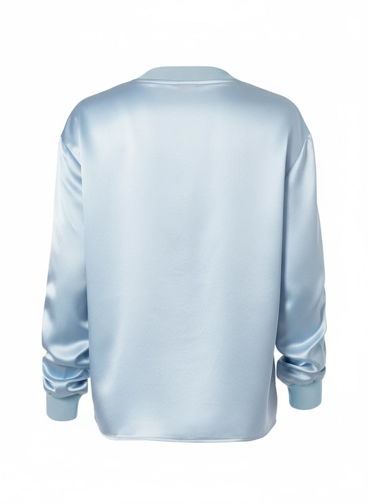Silk Crew Neck Pullover Baby Blue