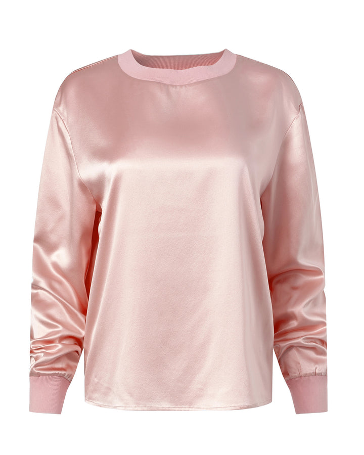 Pink satin sweatshirt on a white background