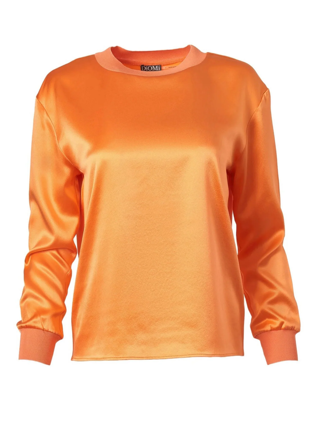 Silk Crew Neck Pullover Sun Touch Orange