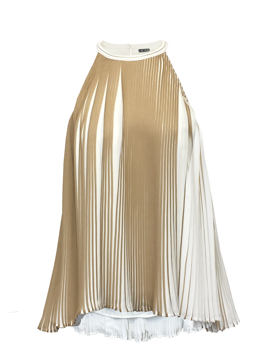 Accordion Pleated Blouse in Beige/White