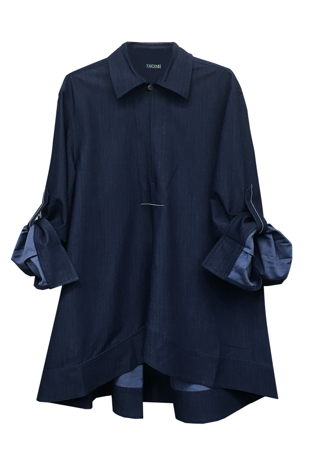 TUNIC BLOUSE IN INDIGO DENIM