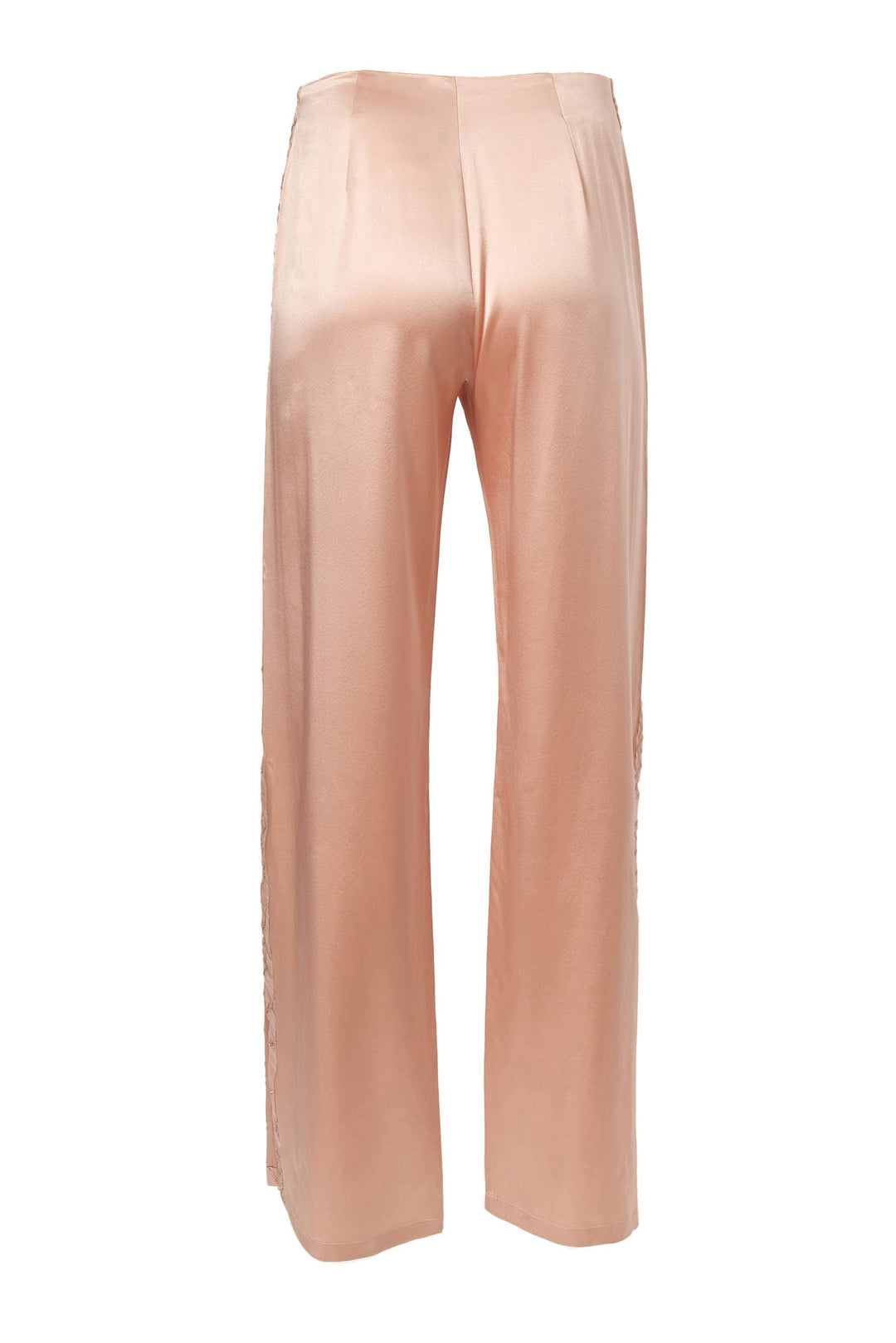 Silk Slit Trim Pants in Rosy Pink