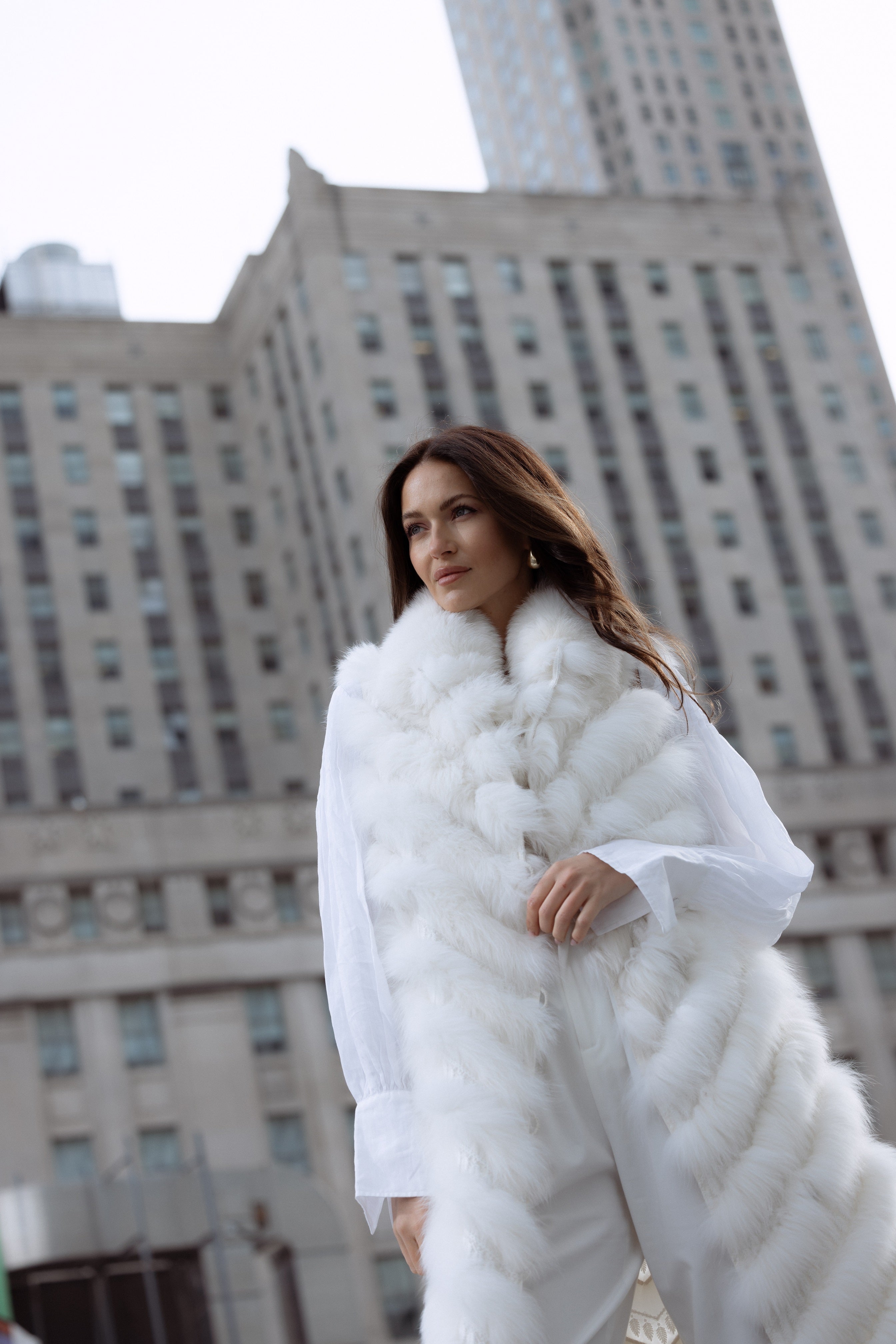 Long white fur vest best sale