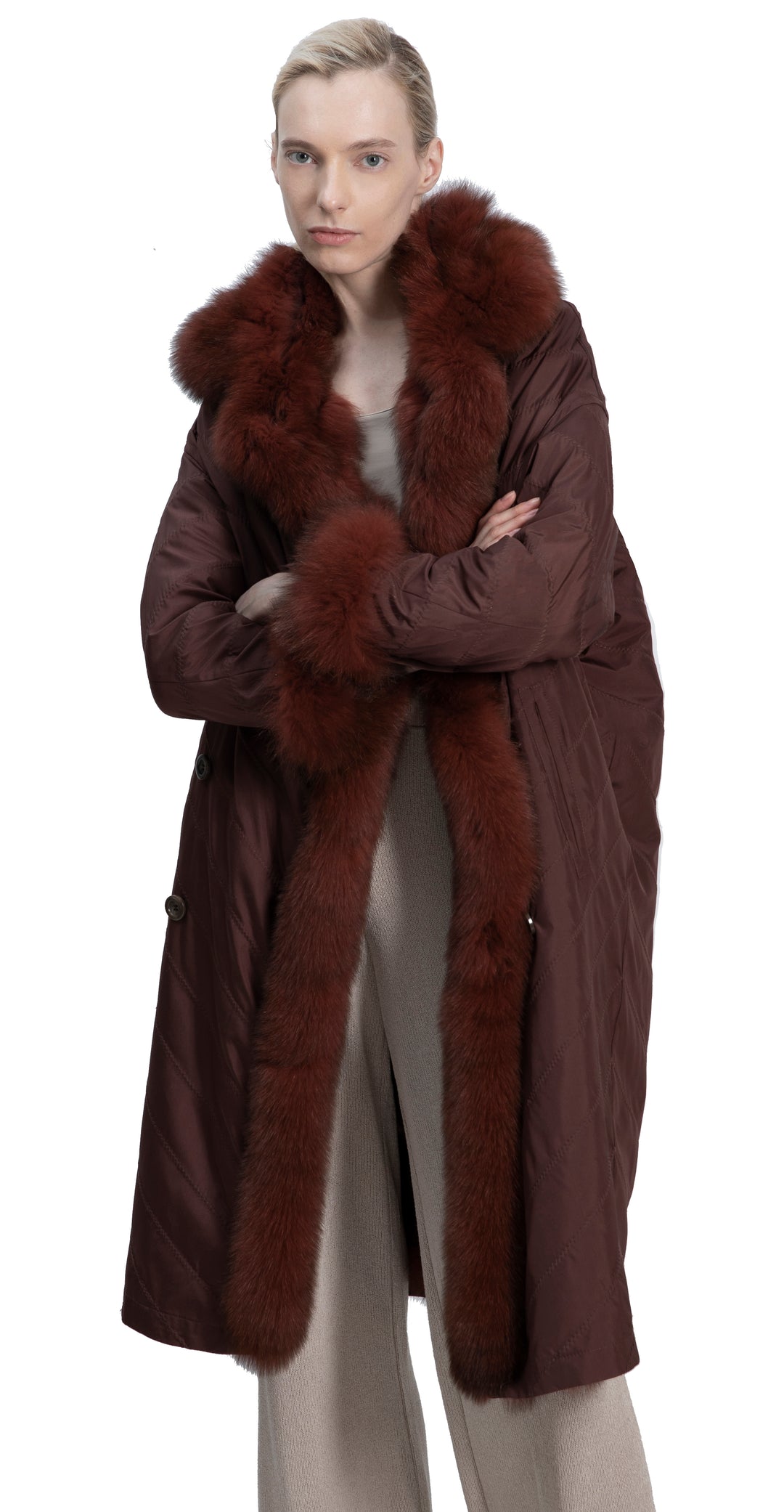 Teddy Long Reversible Coat Rust