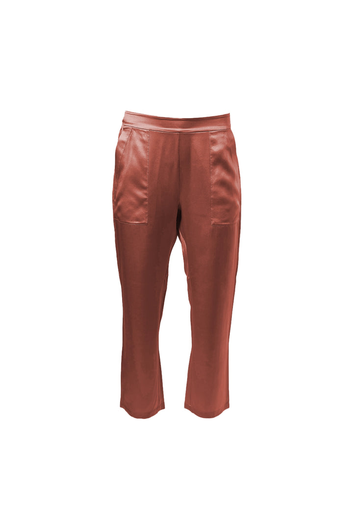 Cropped Silk Pants in Rust