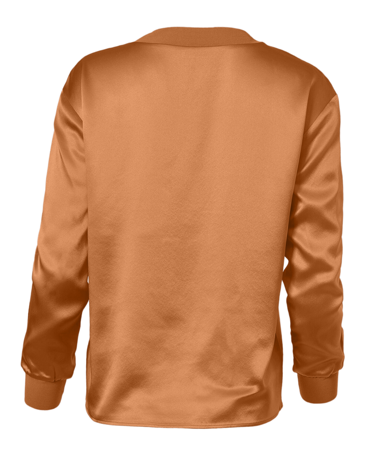 Silk Crew Neck Pullover in Copper