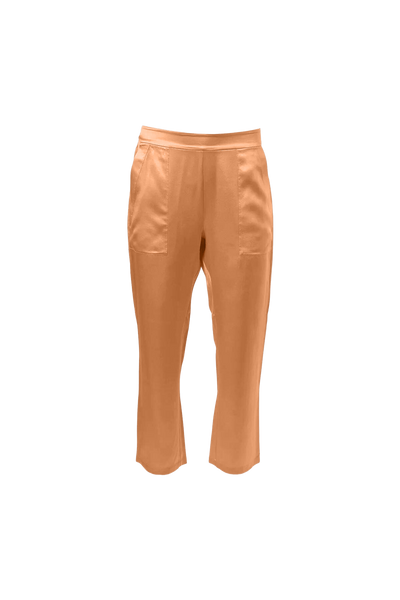 Cropped Silk Pants In Copper