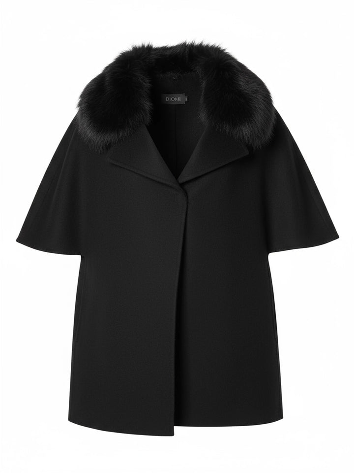 Cashmere Wool Jacket with Fox Fur In Black