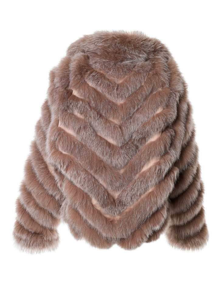 Reversible Silk to Fox Jacket in Caffe Latte