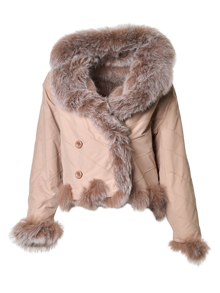 Reversible Silk to Fox Jacket in Caffe Latte