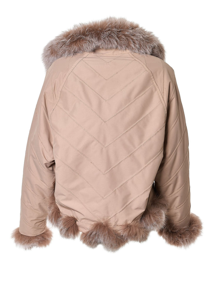 Reversible Silk to Fox Jacket in Caffe Latte