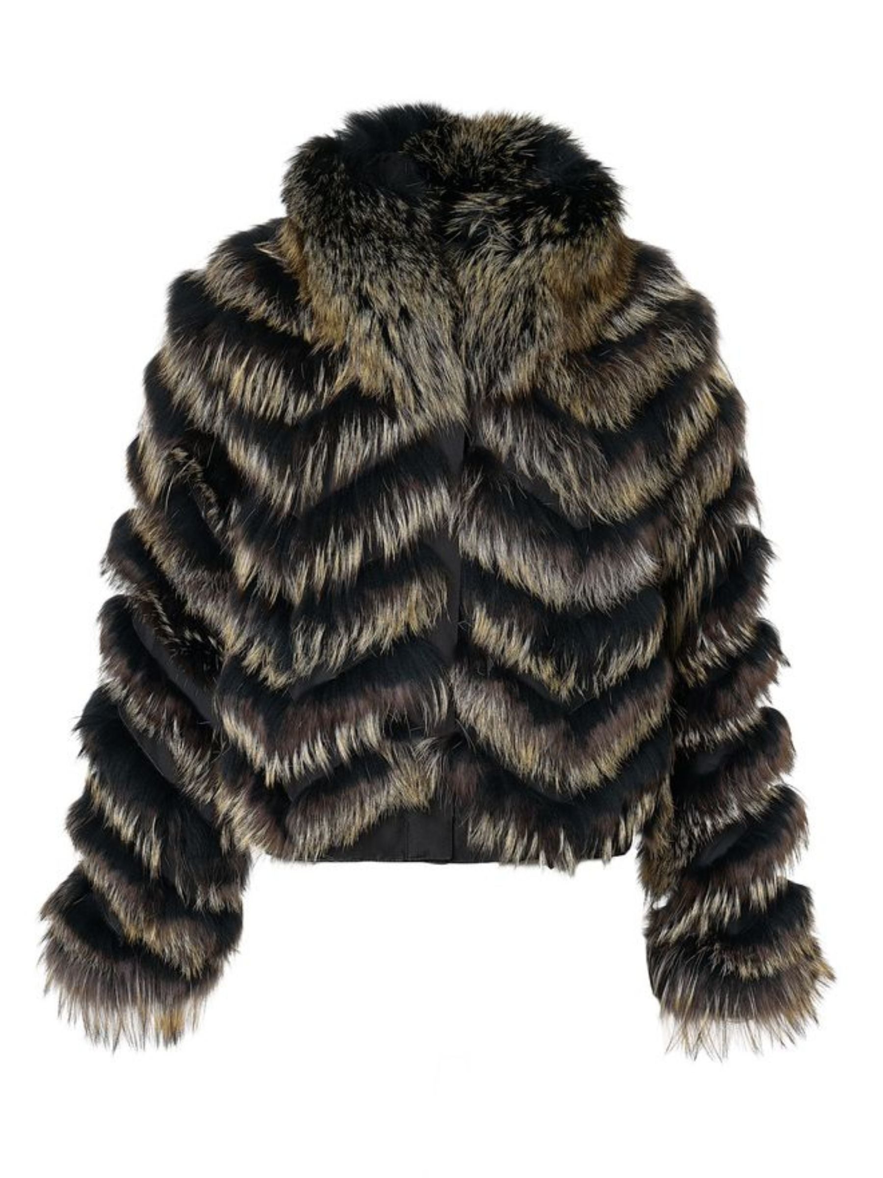 Reversible Silk to Fox Jacket in Black Gold Bleach – DIOMI