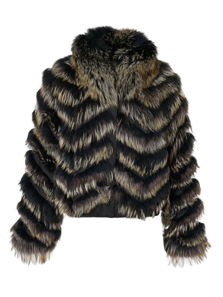 Reversible Silk to Fox Jacket in Black Gold Bleach