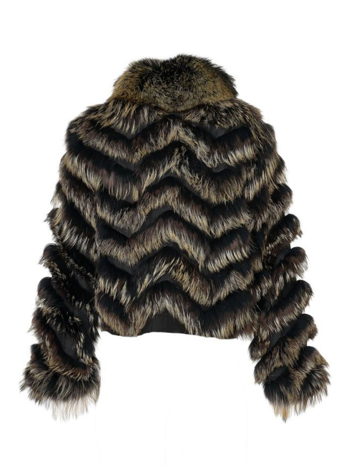 Reversible Silk to Fox Jacket in Black Gold Bleach