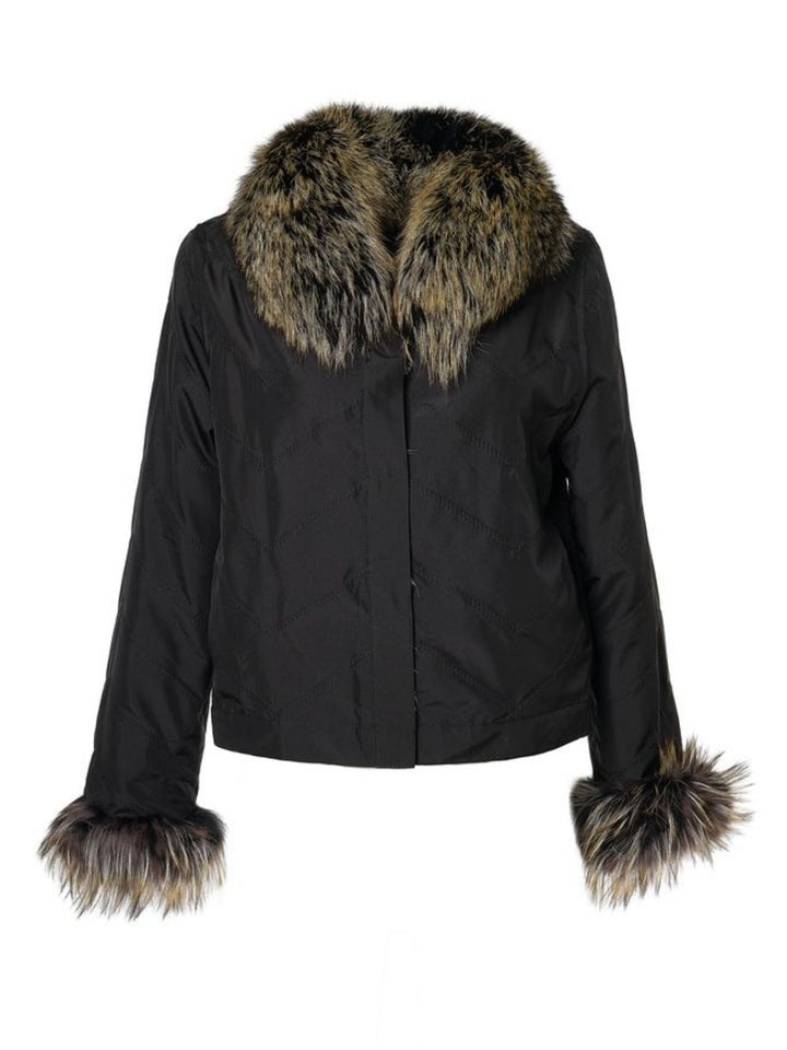 Reversible Silk to Fox Jacket in Black Gold Bleach