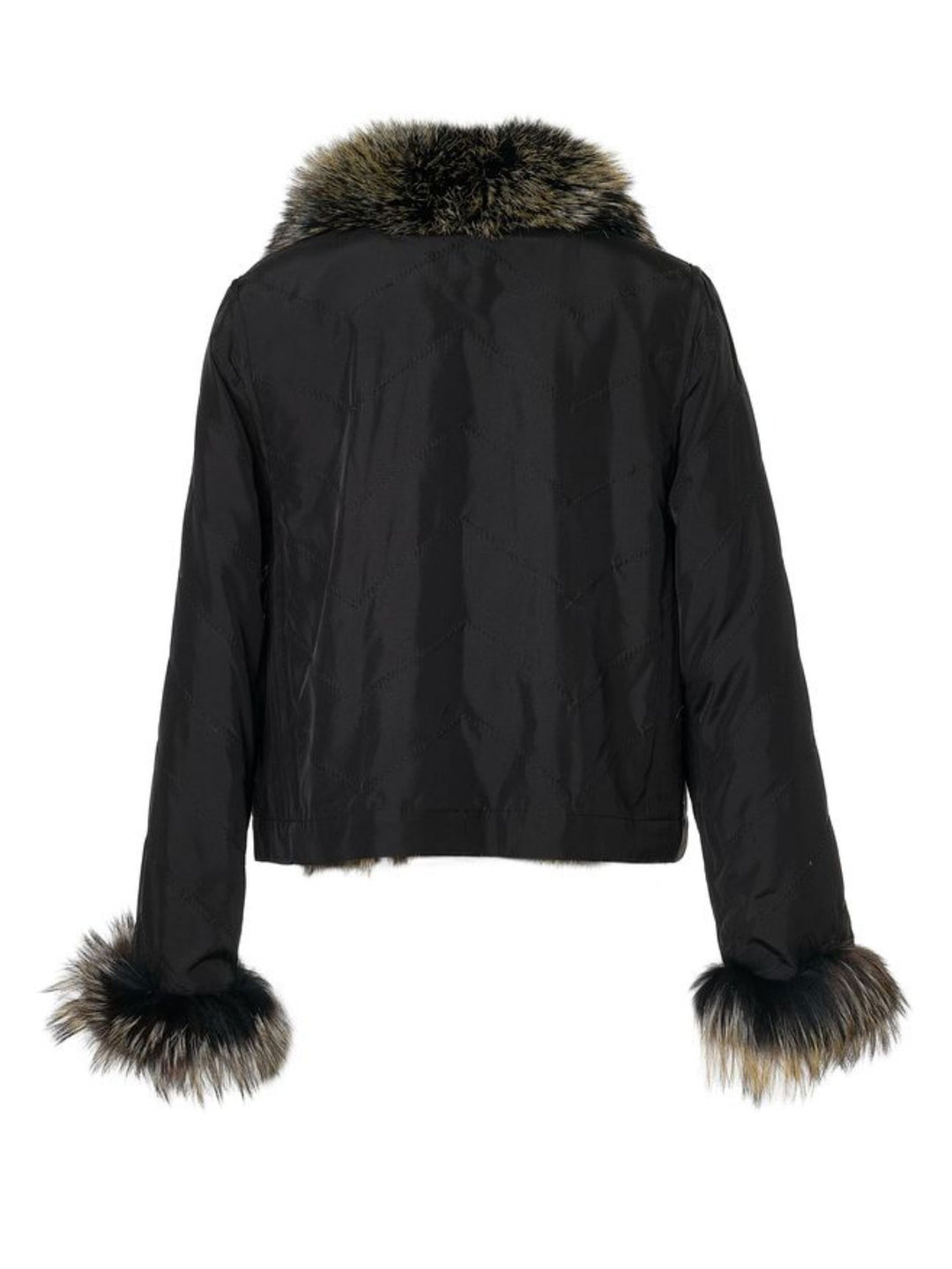 Reversible Silk to Fox Jacket in Black Gold Bleach