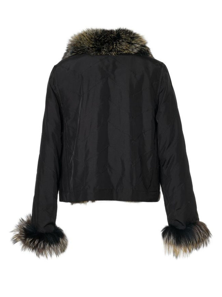 Reversible Silk to Fox Jacket in Black Gold Bleach