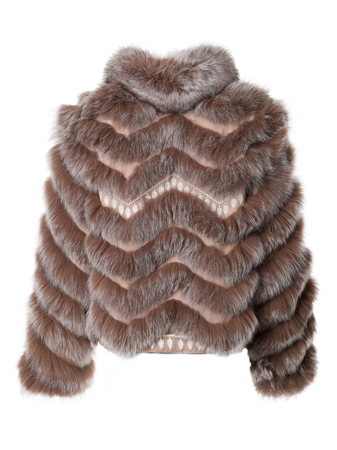 Embroidered Reversible Silk To Fox Jacket in Caffe Latte