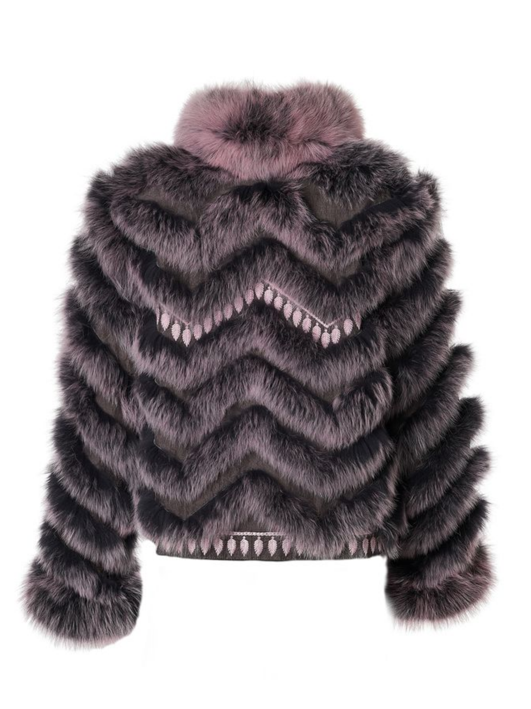 Embroidered Reversible Silk To Fox Jacket in Smokey Rose