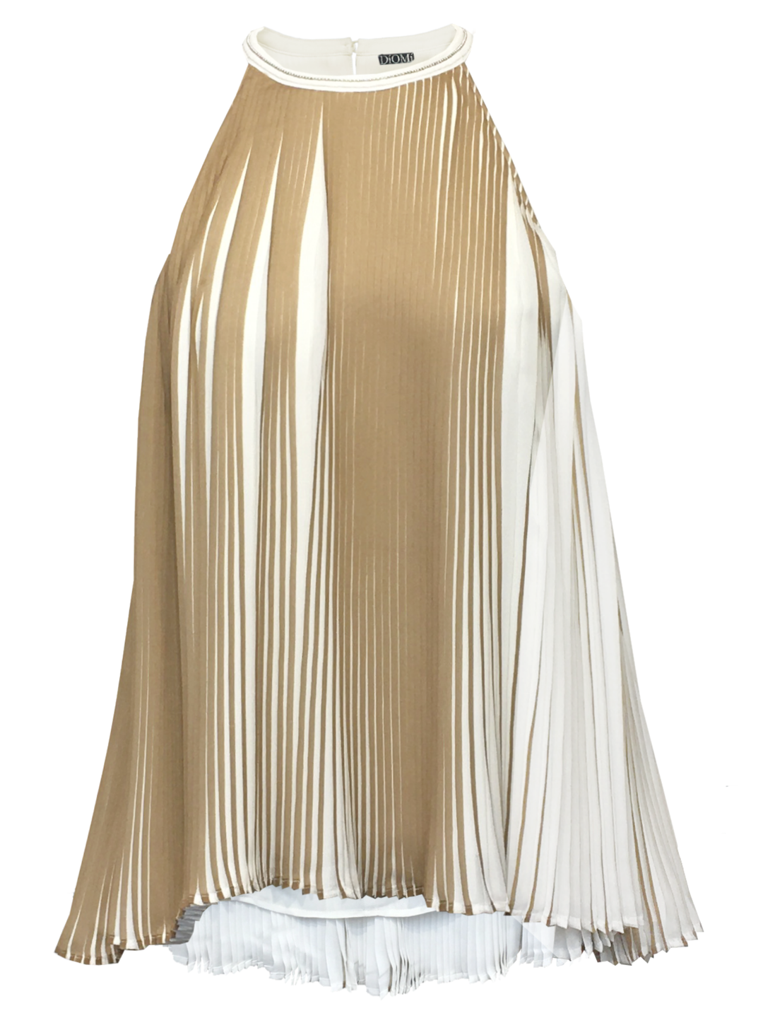 Accordion Pleated Blouse in Beige/White