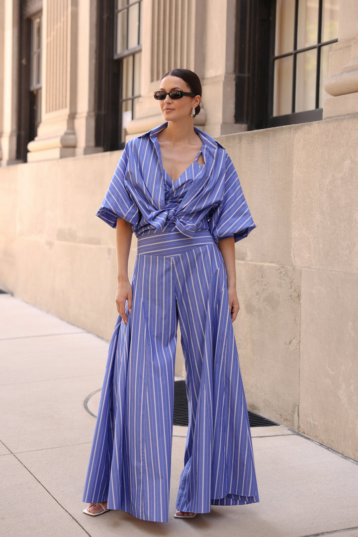 Bubble sleeve front openning shirt