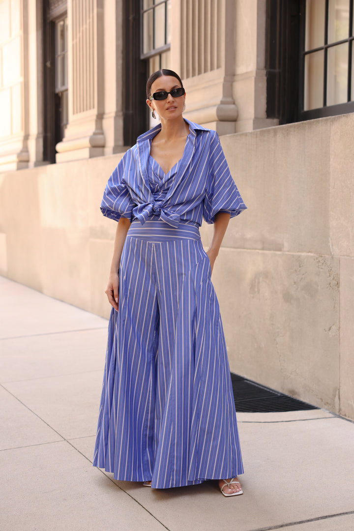Bubble sleeve front openning shirt