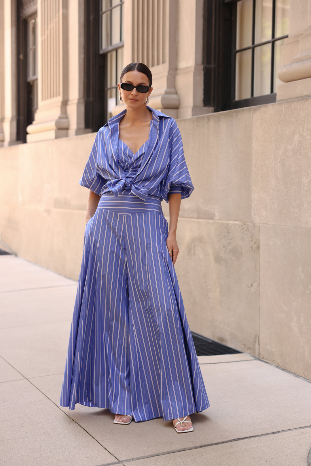 Bubble sleeve front openning shirt