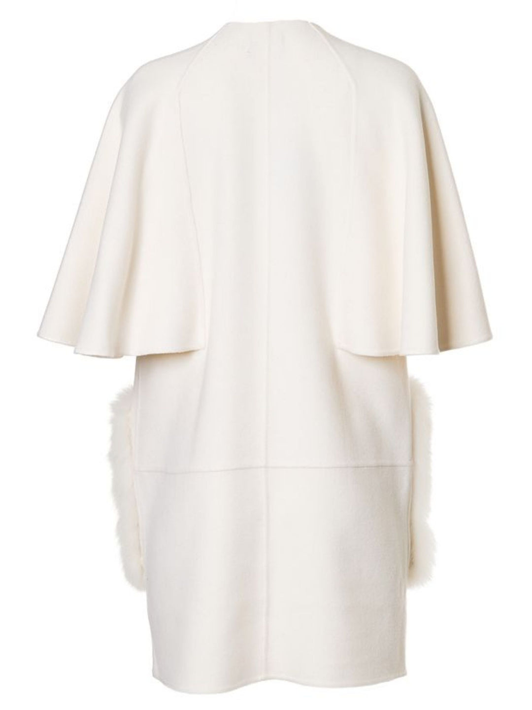 Cashmere Wool Coat with Fox Fur in Ivory