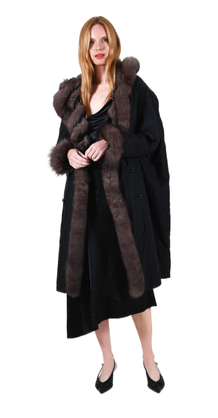 Teddy Long Reversible Coat Black Sable