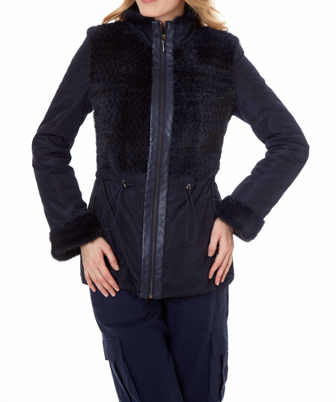 Knitted Nylon Jacket Navy