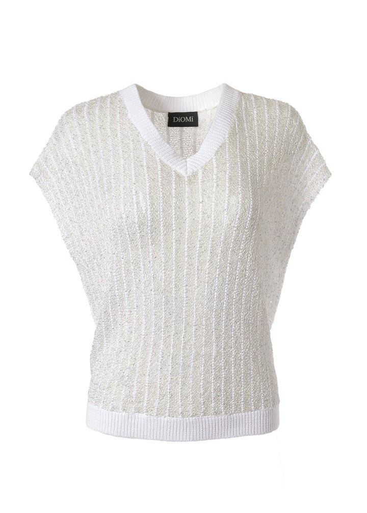 Open Knit Crochet V Neck Vest